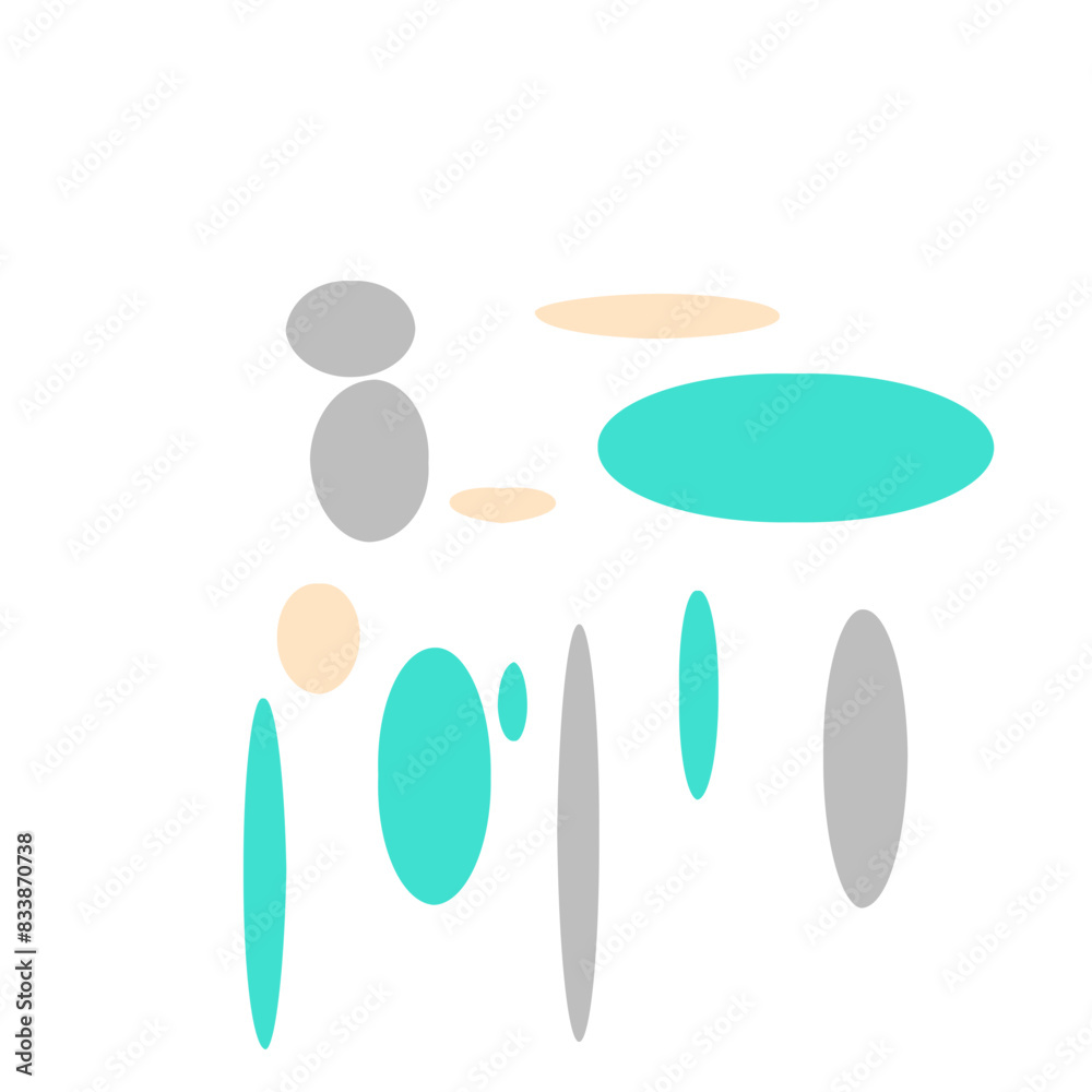 An abstract isolated retro boho oval shape design element.