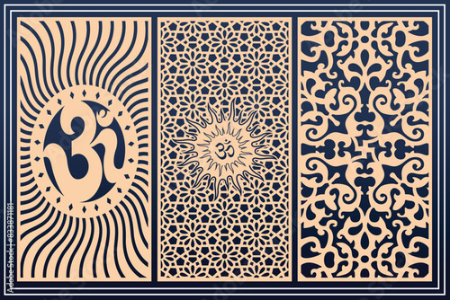 Om Jali design used for temples, Mandir. Om acrylic jali, corian jali and mdf jali.
