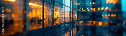 Modern business office building with blurred glass wall photo