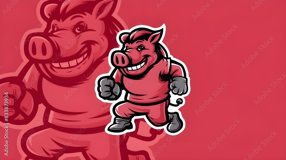 Naklejka premium Athletic Hog Mascot Emblem