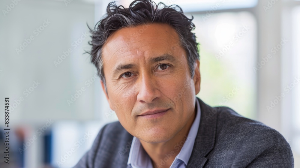 The image is a close-up portrait of a man with a thoughtful expression wearing a dark suit and a light blue shirt set against a blurred background that suggests an indoor setting with natural light. The image is a close-up portrait of a man with a thoughtful expression wearing a dark suit and a light blue shirt set against a blurred background that suggests an indoor setting with natural light.