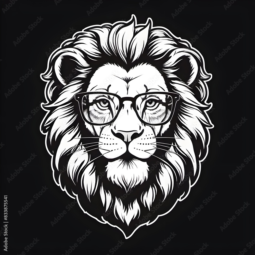 lion head witn glasses vector illustration lion head witn glasses vector illustration