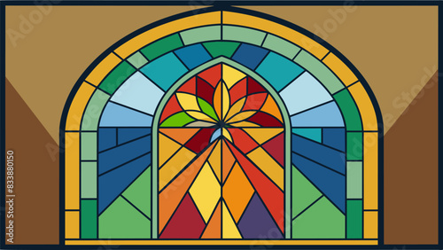 With a final polish and inspection the stained glass window is complete ready to be admired and appreciated by generations to come.. Vector illustration