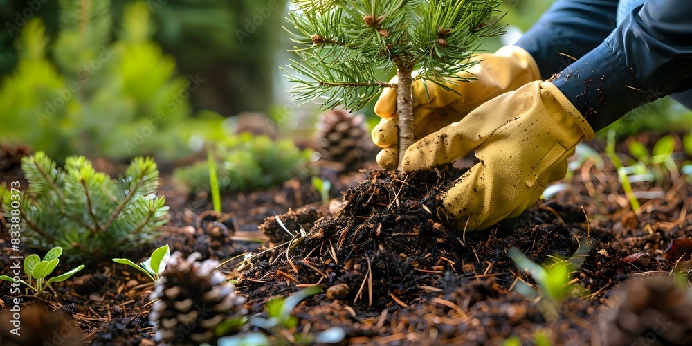 Planting Spruce Tree in Yard and Mulching with Pine Bark: Gardener ...