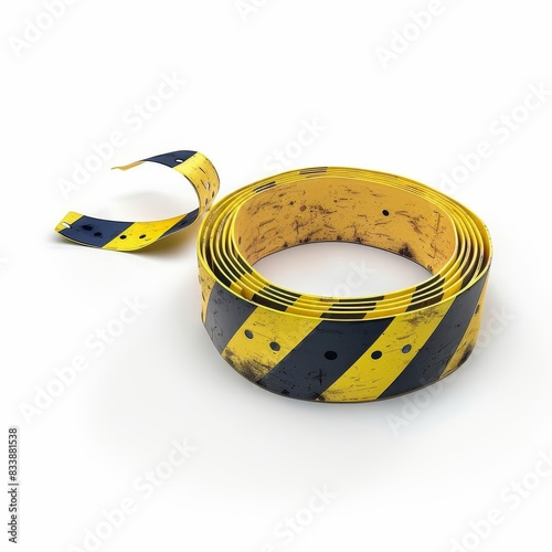 Police tape cordoning off a crime scene isolated on white background, isometry, png photo