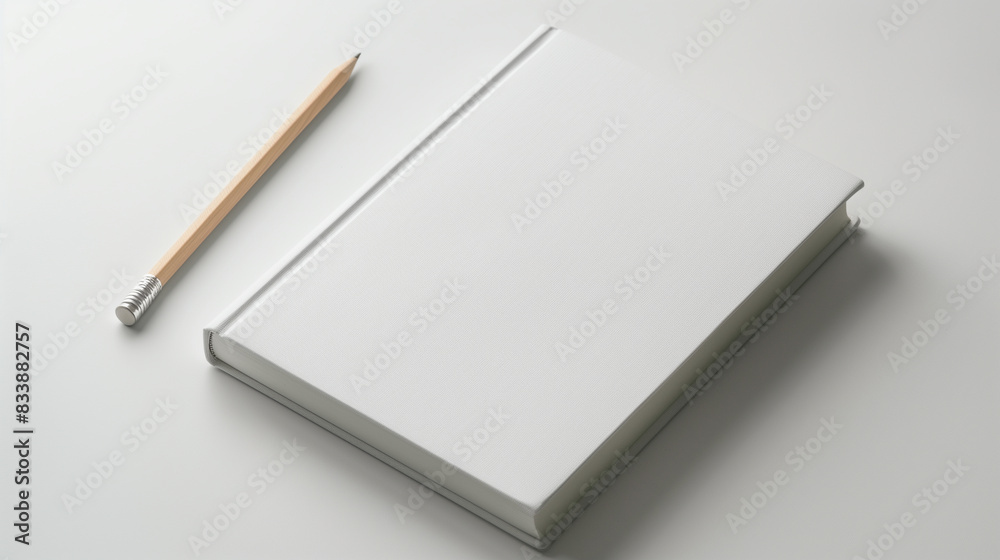 Minimalist Flat Lay of Closed Notebook with Pencil Minimalist Flat Lay of Closed Notebook with Pencil