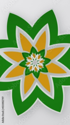 Green & Orange Geometric Islamic Background Vertical