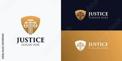 Gold color justice logo design template
