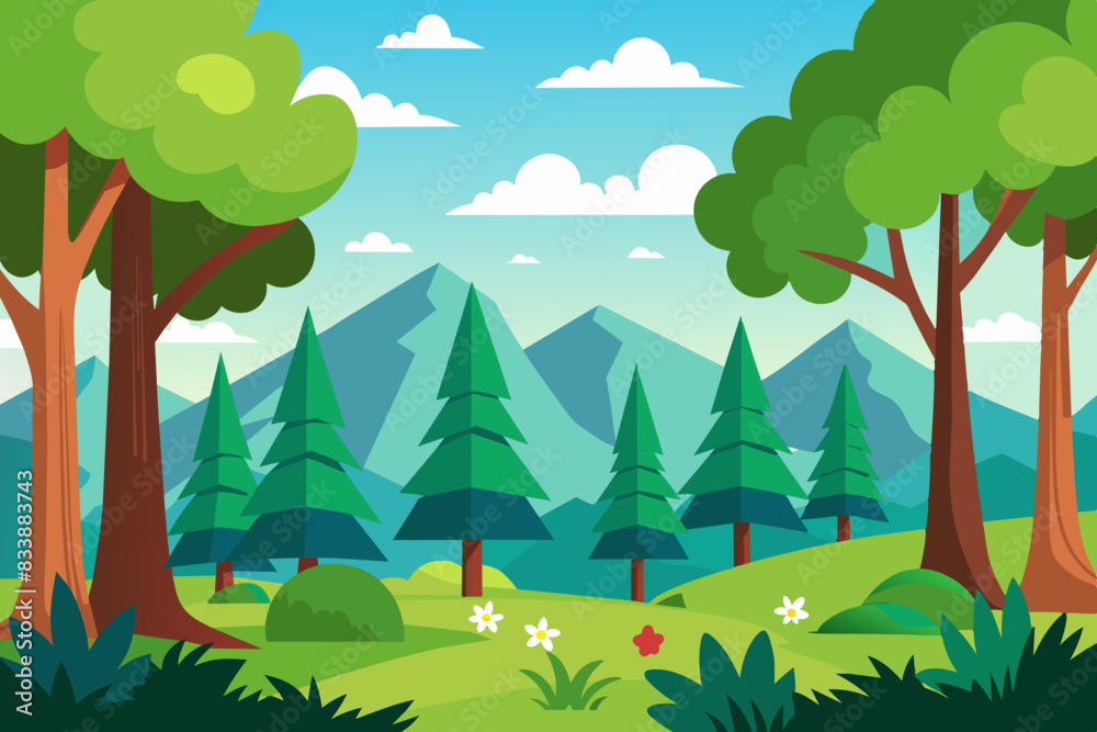 Cartoon-style forest background vector illustration Cartoon-style forest background vector illustration