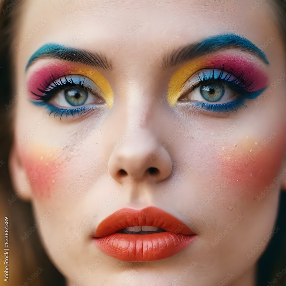 Naklejka premium a woman with a painted face.