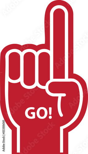 A foam hand, commonly known as a foam finger, is a sports paraphernalia item.