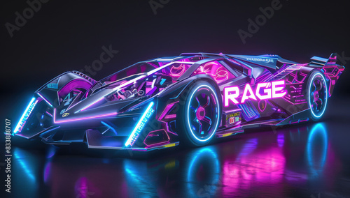 Sports car with lights. Created with Ai