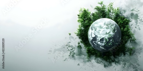 Green Planet and Trees: Conceptual Environmentally Conscious Design on White Background. Concept Environmentally Conscious Design, Green Planet, Trees, Conceptual, White Background © Ян Заболотний