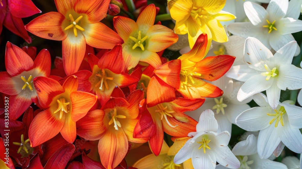 Obraz premium Color Varieties of Ornithogalum Umbellatum Flower Petals Up Close