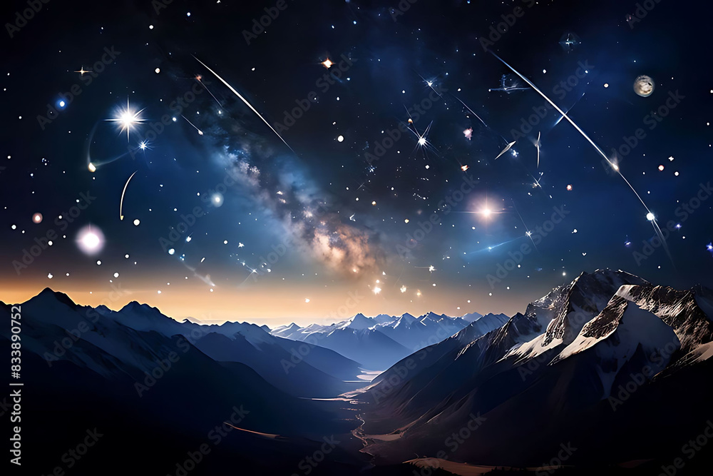 Naklejka premium image that explores celestial orchestra of the cosmos, capturing stars twinkling like notes in the universe's grand symphony