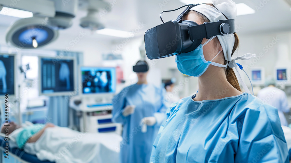 A virtual reality simulation used for medical training in a modern medical school A virtual reality simulation used for medical training in a modern medical school