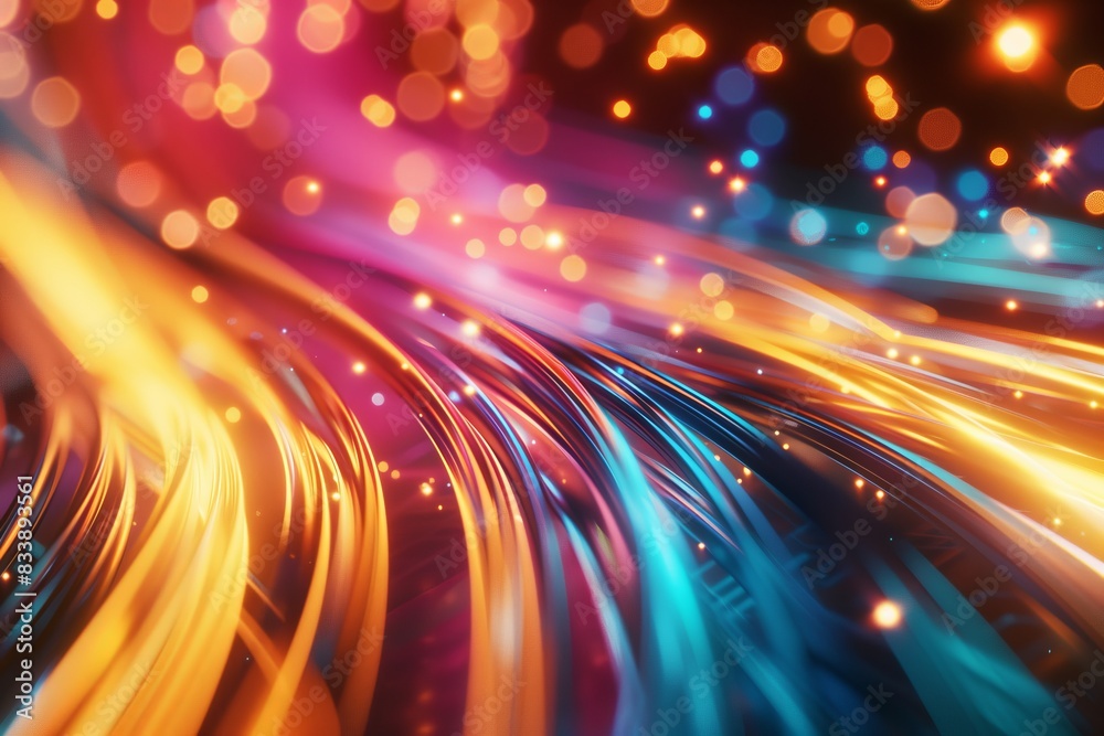 Fototapeta premium Abstract background with streams of light trails. AI generative