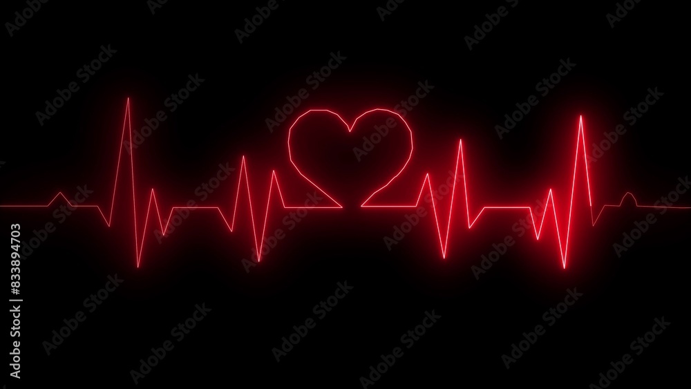 Neon line heartbeat.Electrocardiogram medical screen with a graph. Neon line heartbeat.Electrocardiogram medical screen with a graph.