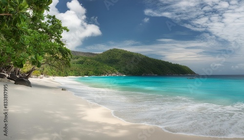 view of nice tropical beach with white sand © Sawyer