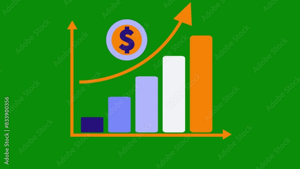 Upward success report arrow icon 2D line Animation rise on green and ...