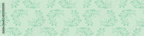 Vintage seamless plant pattern of green stylized leaves, flowers and curls. Retro style. Vector backdrop, texture for victorian wallpapers, wrapping paper, fabric © Iuliia