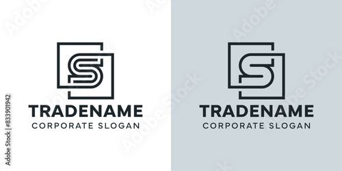 Modern Letter S with Double Square Logo, for business with S initial
