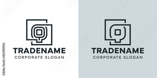 Modern Letter Q with Double Square Logo, for business with Q initial