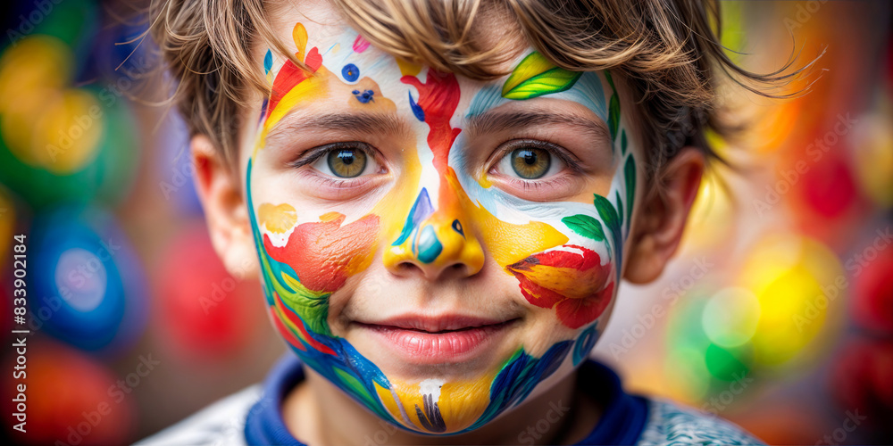 child, face, painted, paint