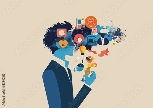 Confident Professional with Soft Skills: Business Networking, Communication, Problem Solving, Time Management - Minimalistic Vector Illustration