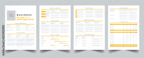 Business Plan Design layout Template With 4 page concept Accents