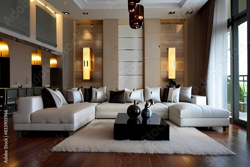 Modern tastefully decorated living room
