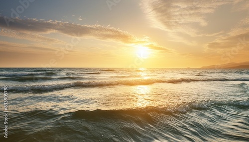 dream majestic sea ocean water surface fantasy seascape closeup ripples waves soft golden blue colors panoramic background abstract nature sunset nature sunlight calm peaceful world environment day