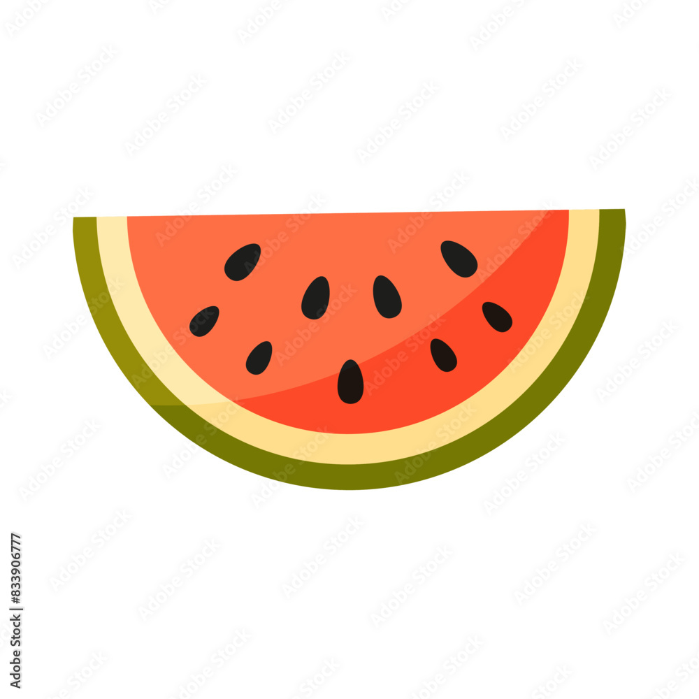 Cartoon watermelon illustration. Half ripe watermelon. Healthy food Cartoon watermelon illustration. Half ripe watermelon. Healthy food