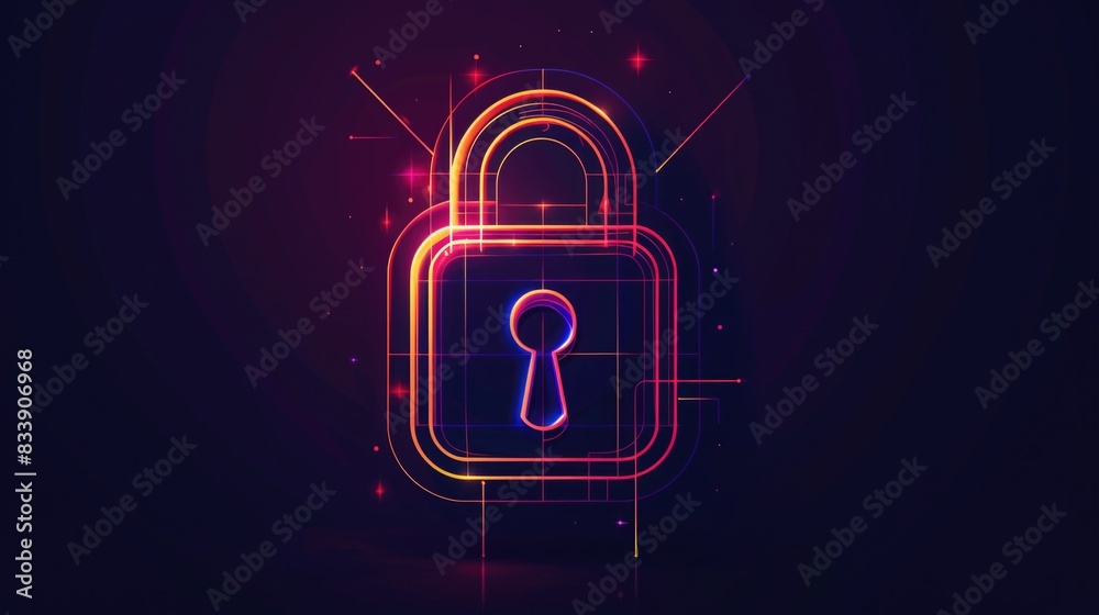 A padlock with a glowing keyhole on a dark background, suitable for use in scenes related to security, mystery, or technology A padlock with a glowing keyhole on a dark background, suitable for use in scenes related to security, mystery, or technology