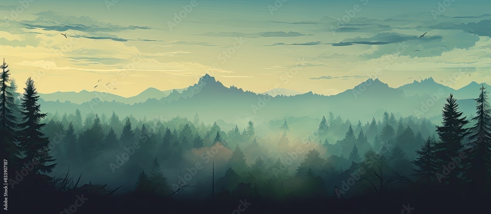 Observe the forest skyline with a copy space image. Observe the forest skyline with a copy space image.