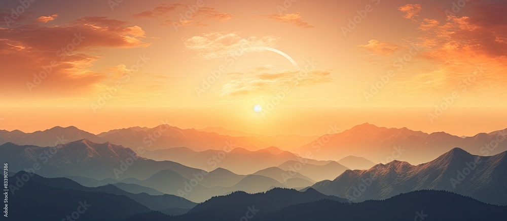 Fototapeta premium Scenic summer sunset over mountains. Stunning natural beauty captured in a copy space image.
