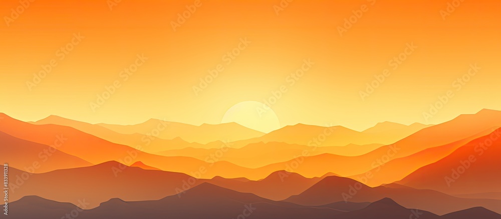Vibrant nature background with gradient orange and yellow sunset over silhouetted mountains. Ideal for adding text with a copy space image. Vibrant nature background with gradient orange and yellow sunset over silhouetted mountains. Ideal for adding text with a copy space image.