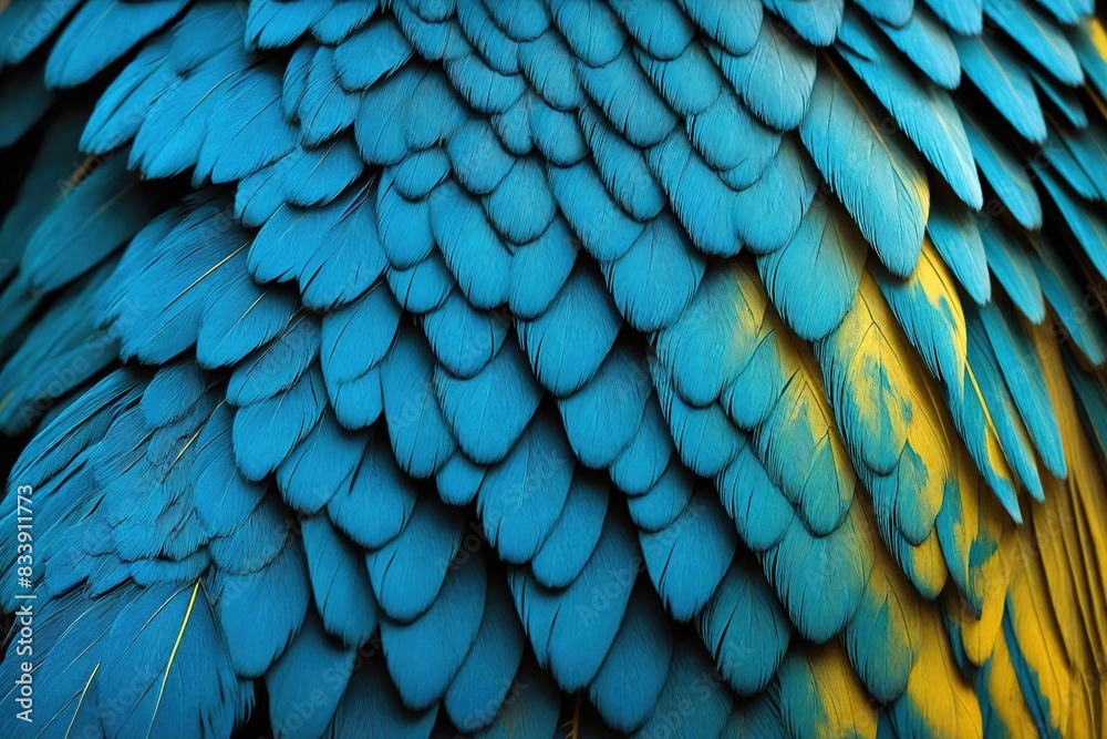 Obraz premium blue and yellow macaw feathers