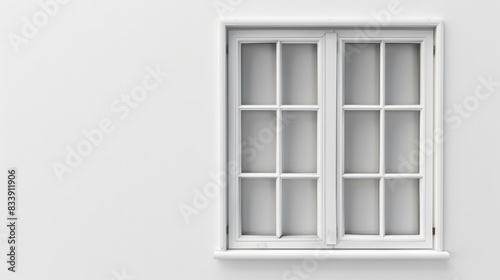 A detailed view of a window on a white background  with no additional context