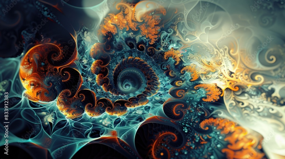 Creative graphic design with abstract fractal background a digital creation