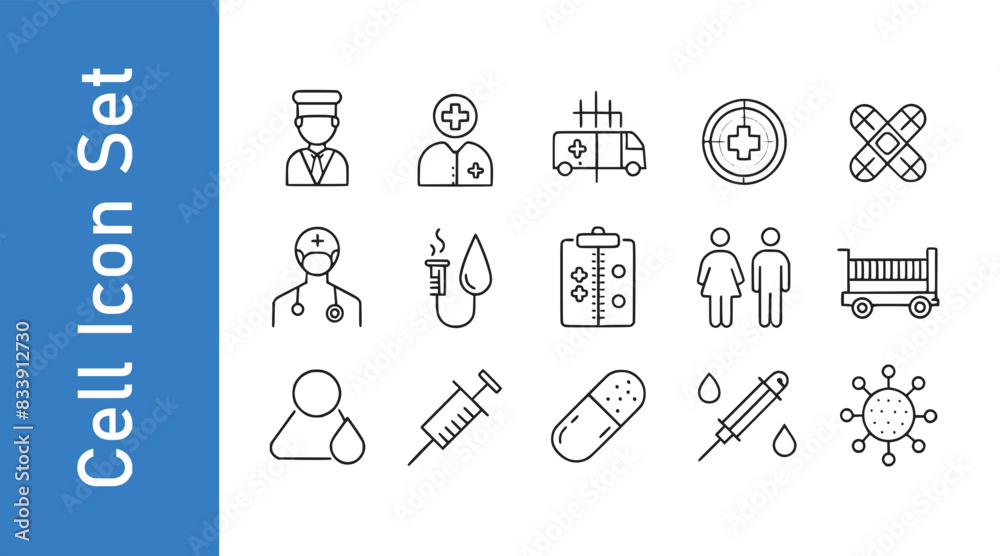 Sickle cell icon set Sickle cell icon set