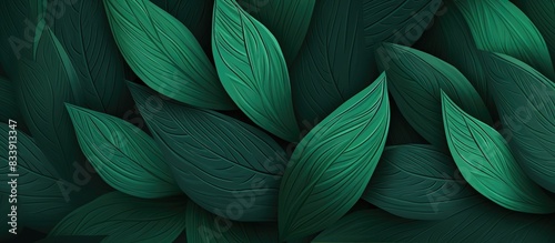 Abstract green leaves pattern background with seamless design and copy space image.