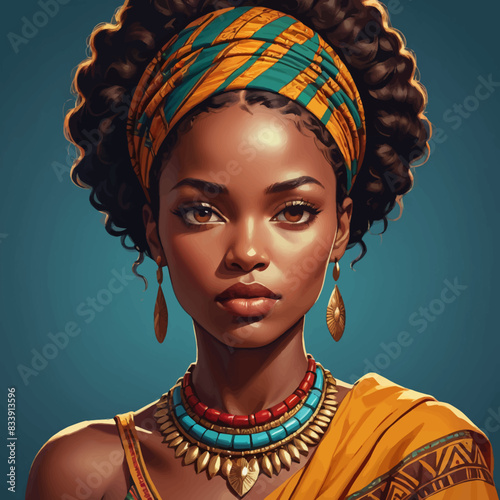 Vector beautiful black afro, brown women illustration, African woman artwork vectorized, Africa people concept art
