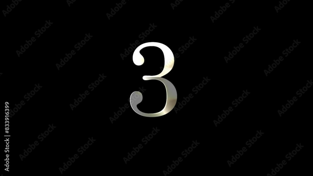Number 3 with gold and white particles and alpha channel, numerology, number three Number 3 with gold and white particles and alpha channel, numerology, number three