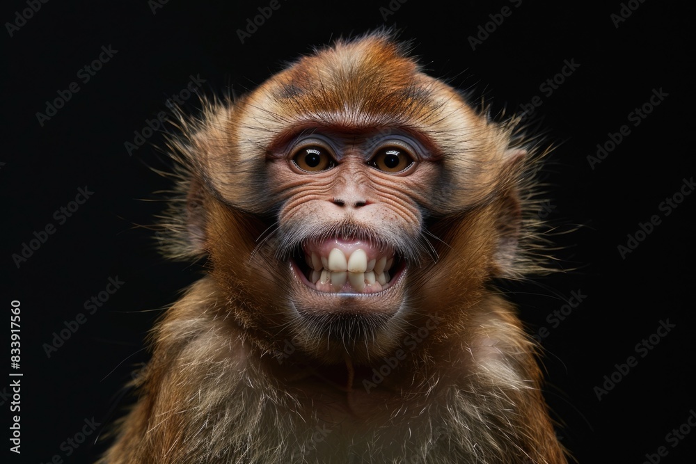 A close-up view of a monkey's open mouth, perfect for illustrating animal behavior or scientific concepts A close-up view of a monkey's open mouth, perfect for illustrating animal behavior or scientific concepts