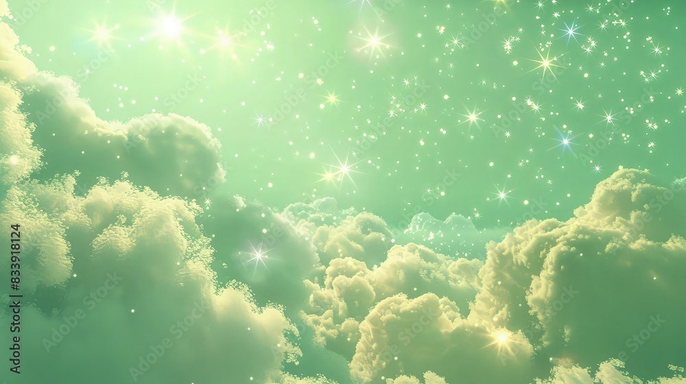 beautiful soft yellow and green gradient color cloudy sky fluffy cloudy sky with shinny stars on sky beautiful soft yellow and green gradient color cloudy sky fluffy cloudy sky with shinny stars on sky