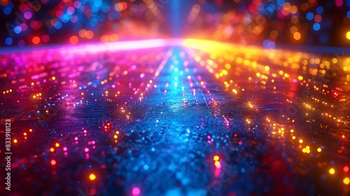An electric twinkle abstract, neon light streaks dancing chaotically, vibrant and high-energy scene, dynamic colors, high contrast, hd quality, soft focus, vivid hues, energetic and lively.