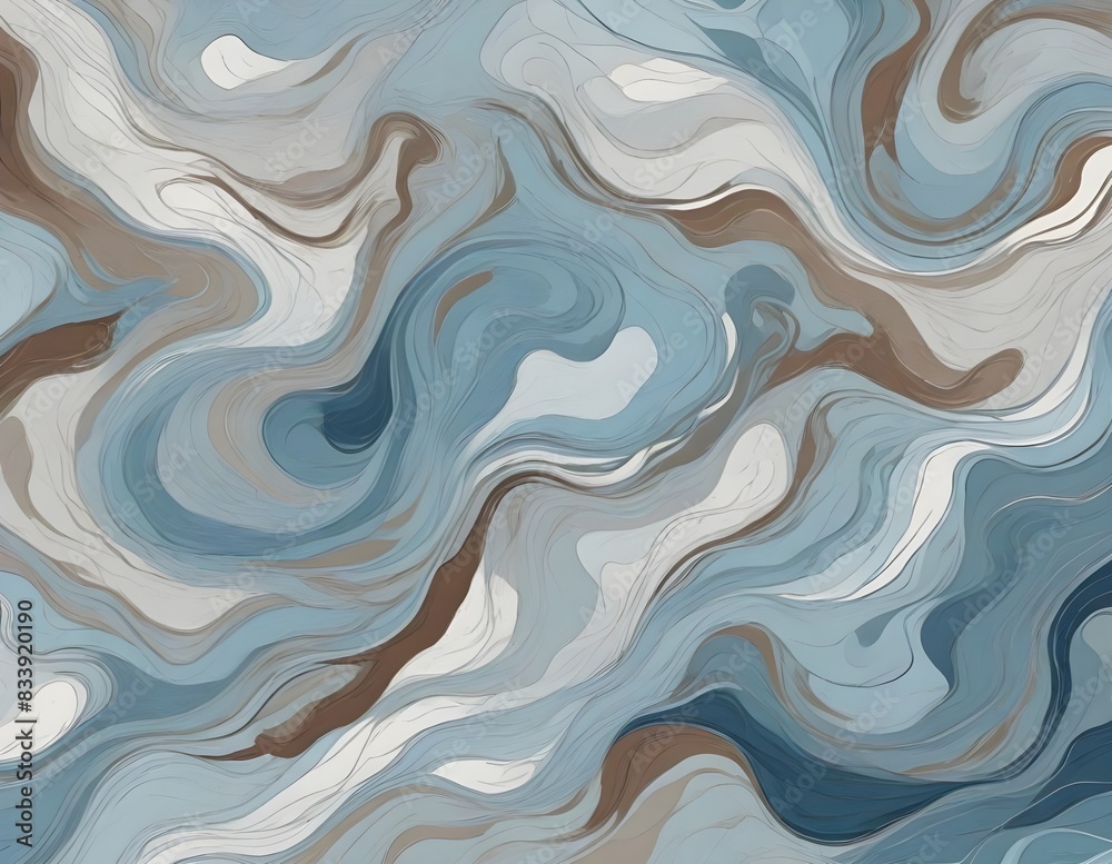 Abstract pattern with flowing, organic shapes in shades of (blue, gray, and brown Abstract pattern with flowing, organic shapes in shades of (blue, gray, and brown
