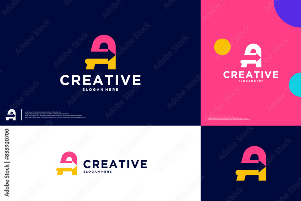 Fototapeta premium letter A initials and arrows, combination logo concept, modern abstract, logo design template.