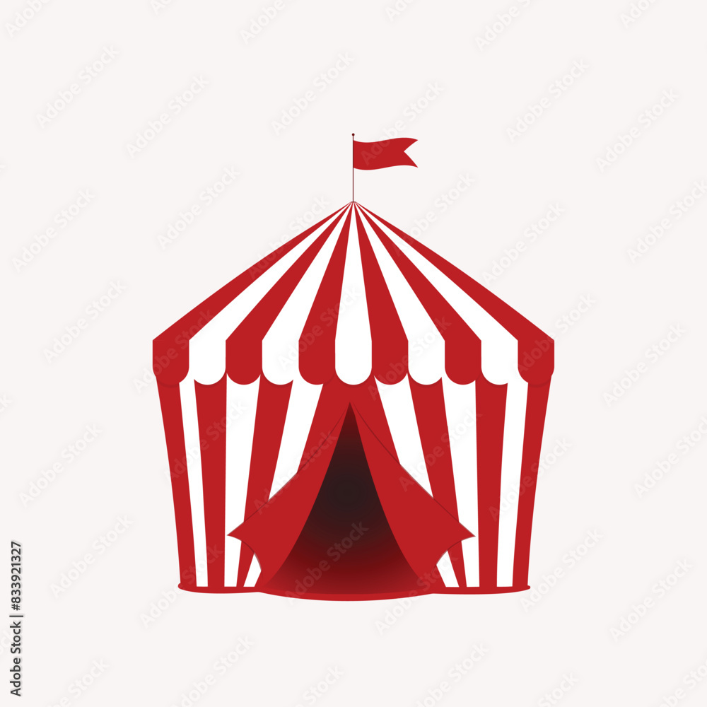 Red and white striped circus tent on white background.vector illustration.